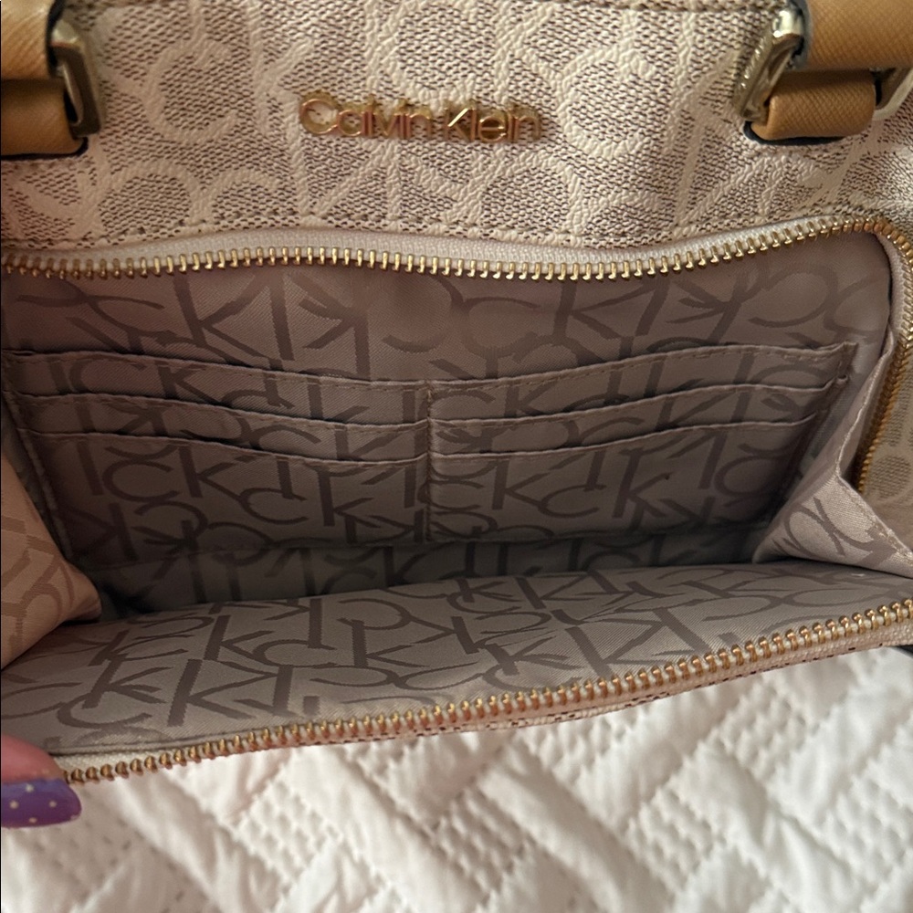 Calvin Klein Tan Beige Monogram Tote - Picture 6 of 10